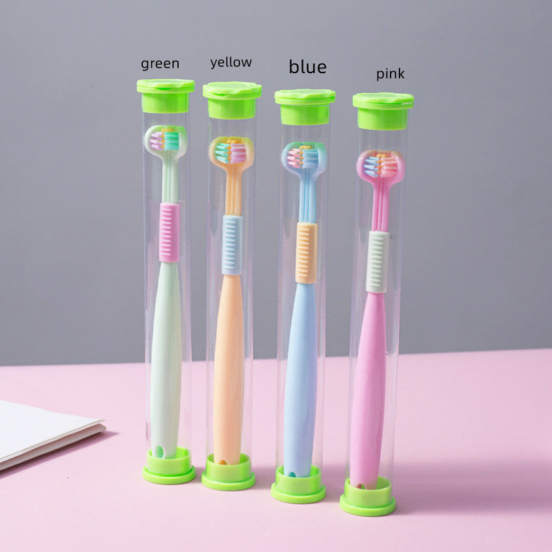Three Sided Toothbrush With Soft Bristles And Transparent Tube