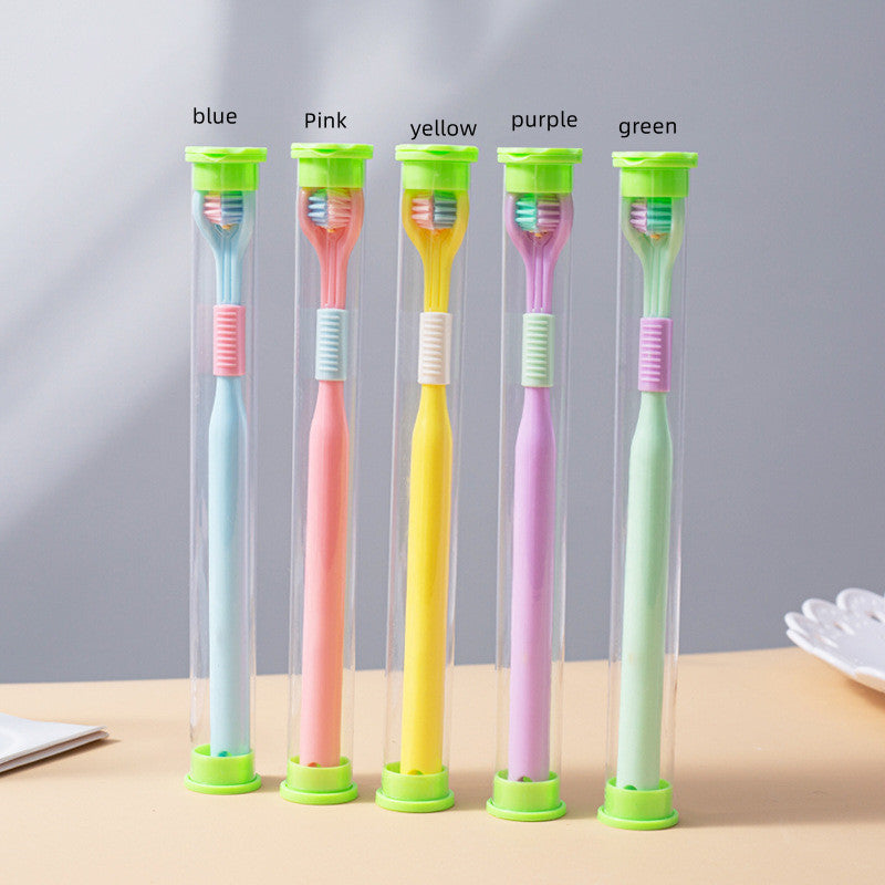 Three Sided Toothbrush With Soft Bristles And Transparent Tube