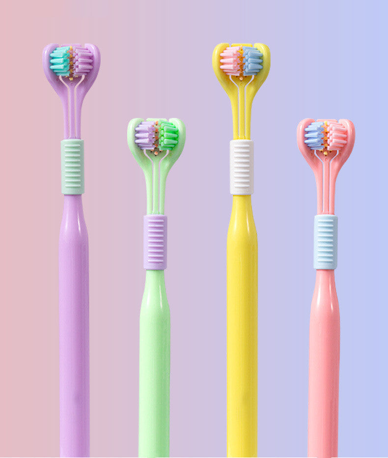 Three Sided Toothbrush With Soft Bristles And Transparent Tube