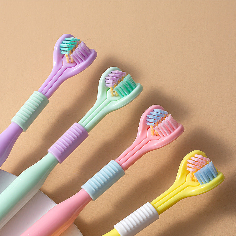 Three Sided Toothbrush With Soft Bristles And Transparent Tube