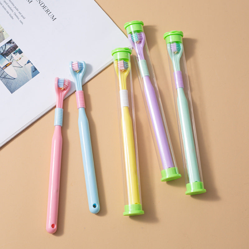 Three Sided Toothbrush With Soft Bristles And Transparent Tube