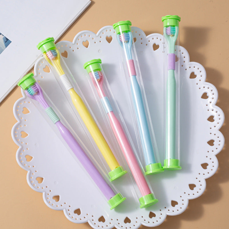 Three Sided Toothbrush With Soft Bristles And Transparent Tube