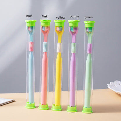 Three Sided Toothbrush With Soft Bristles And Transparent Tube