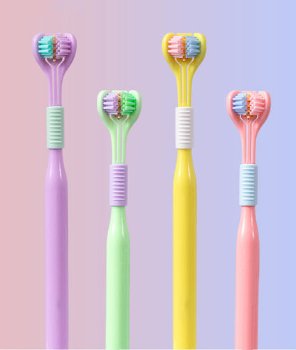 Three Sided Toothbrush With Soft Bristles And Transparent Tube