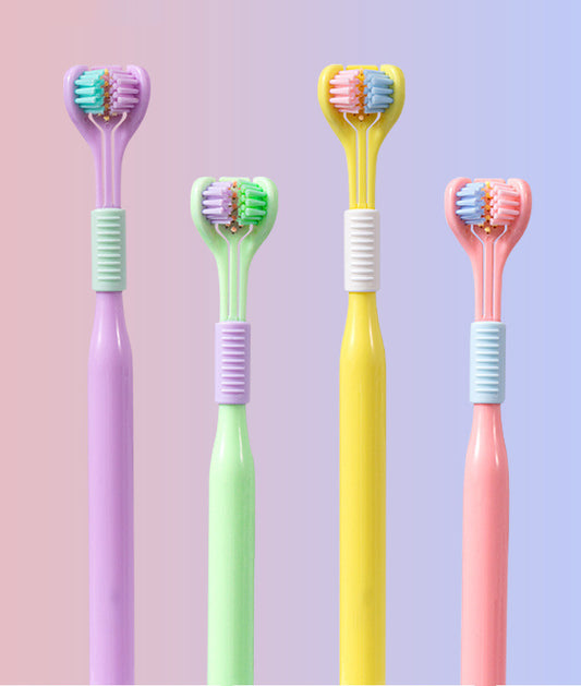 Three Sided Toothbrush With Soft Bristles And Transparent Tube