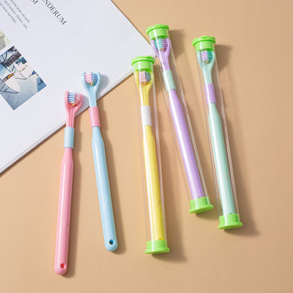 Three Sided Toothbrush With Soft Bristles And Transparent Tube